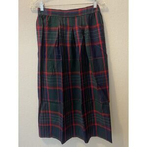Vintage Pendleton 100% Virgin Wool Maxi Skirt Red Green Holiday Plaid Tartan 10
